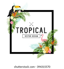 Tropical Border Design. Vector illustration