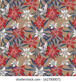 Tropical botanical Floral seamless Pattern for fashion prints, swimwear, backgrounds, websites, wallpaper, crafts