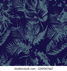 tropical, botanical Palm tree pattern, Abstract and artistic palm leaves on background. Seamless. Vector pattern.