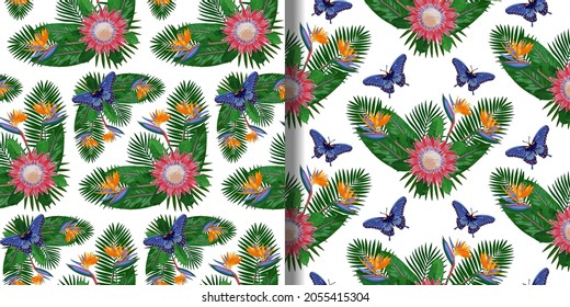 Patrones sin fisuras Tropical Bouquet para impresiones textiles