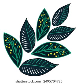 Tropical branch with decorative leaves vector illustration 