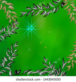Tropical branches green background, great design for any purposes. Summer botanical backdrop.