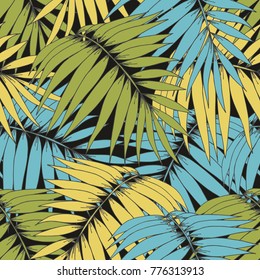 Tropical branches. Vector seamless pattern for design of surfaces, textiles, wallpaper