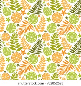 tropical bright pattern with citrus slices