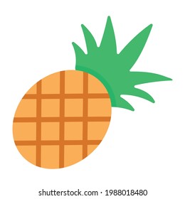 Tropical bromeliaceae fruit, pineapple icon in flat design 