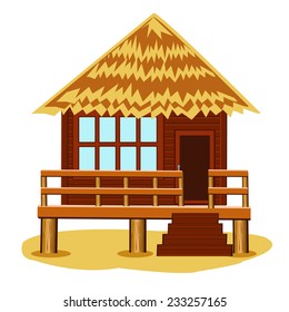 Tropical bungalow on pile.Vector illustration of the lodge on pile