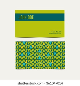 Tropical Business card vector background.  Trend tropical green flash color. Hand drawn style.
