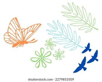  tropical butterflies isolated on a white background. moths for design