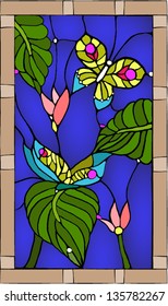 Tropical butterflies / Stained glass window