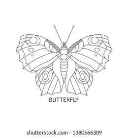 Tropical butterfly for coloring book vector illustration