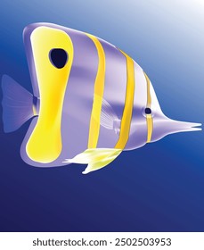 Tropical Butterfly Fish. Multilayered vector with a simple gradient background