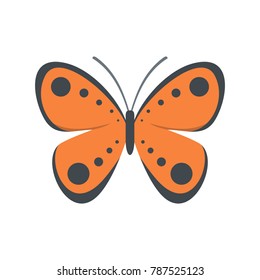 Tropical butterfly icon. Flat illustration of tropical butterfly vector icon isolated on white background