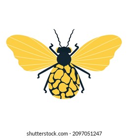 Tropical butterfly moth with multicolored wings and antennae isolated on a white background. Flying moth top view. An exotic spring insect. Vector illustration flat style