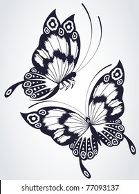 Tropical butterfly on a white background. Vector