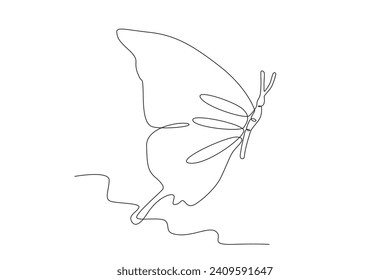 A tropical butterfly. Butterfly one-line drawing