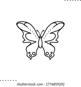 icono del vector de mariposa tropical en contornos