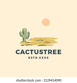 tropical cactus logo design vector illustration