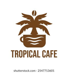 tropical cafe flat minimalist logo design