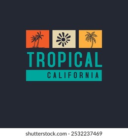Tropical California summer beach palm tree graphic design
