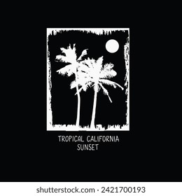Tropical California sunset palm tree design