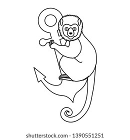 tropical capuchin monkey with anchor