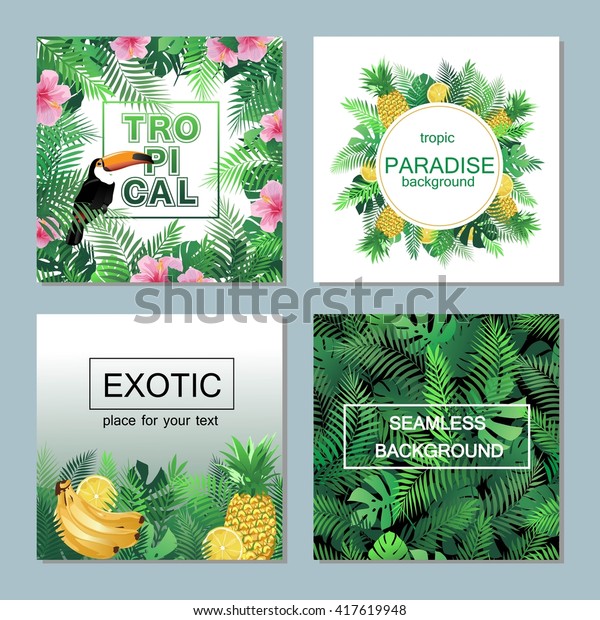 Tropical Cards Collection Printable Set Vector Stock Vector (Royalty ...