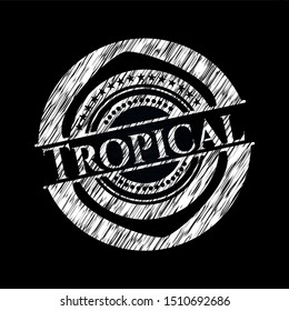 Tropical chalk emblem. Vector Illustration. Detailed.