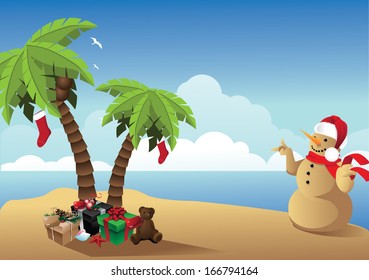 Tropical Christmas Background. EPS 10 vector, grouped for easy editing. No open shapes or paths.