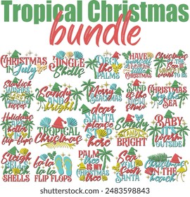 Tropical Christmas Bundle - Tropical Christmas Illustrations