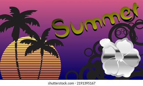 tropical chrome retro style summer background illustration in vector format