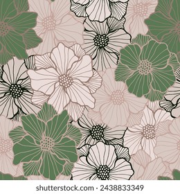 Tropical chrysanthemum bloom endless sample. Hand drawn bouquet ornament. Poppy flower with striped petals. Bedclothes print. Field blossom rustic periodic design botanic motif.