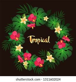 tropical circlet of flowers vector image