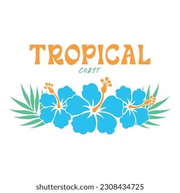 TROPICAL COAST, Graphic design print t-shirts fashion, illustration, vector, posters, cards, stickers, mug