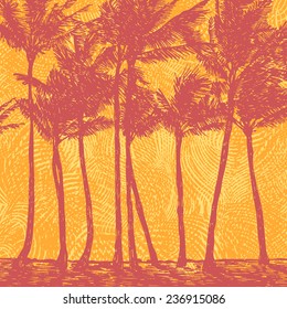 tropical coast with palms. vector illustration.