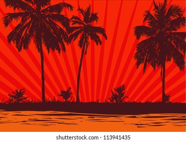 tropical coast. vector illustration.