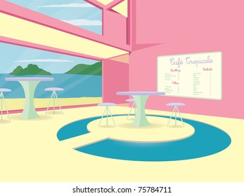 A tropical cocktail cafe in vector format.