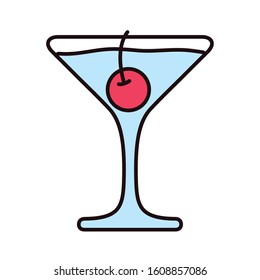 tropical cocktail with cherry icon vector illustration design