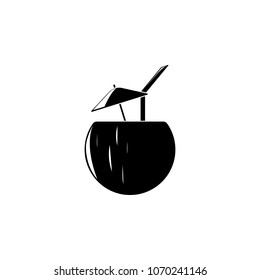 tropical cocktail in coconut icon. Element of holiday at sea illustration. Premium quality graphic design icon. Signs and symbols collection icon for websites, web design, mobile on white background