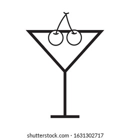 tropical cocktail cup with cherries vector illustration design