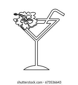 tropical cocktail cup with hibiscus flower