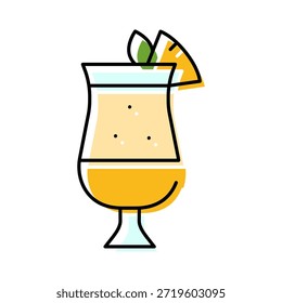 Tropisches Cocktailgetränk mit Ananasscheibe und Minzblättergarnierung, mit schaumiger Textur, das eine erfrischende Illustration von Sommerferien, Partys und Urlaubsthemen schafft