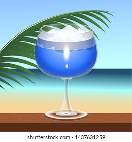 Tropical cocktail drink on a summer landscape - Vector
