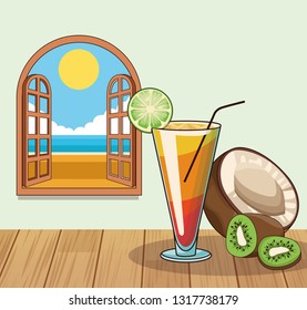 tropical cocktail drink poster