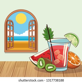 tropical cocktail drink poster