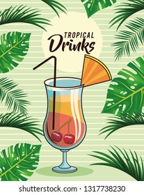 tropical cocktail drink poster