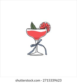 Cóctel tropical con fruta. Cóctel de verano. Ilustración vectorial de cóctel de verano. Días festivos de playa, vacaciones de verano, fiesta, café-bar, concepto de Ocio. Ilustración vectorial aislada.