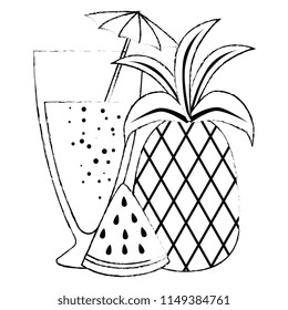 tropical cocktail with fruits