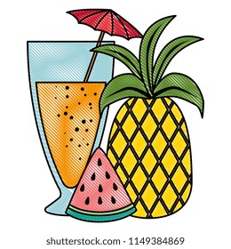 tropical cocktail with fruits