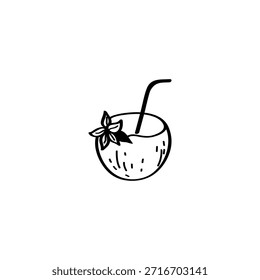 Tropical cocktail hand drawn vector illustration