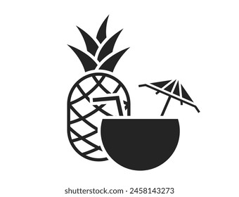 tropical cocktail icon. pineapple and coconut cocktail. exotic fruit and beverage symbol. isolated vector image in simple style